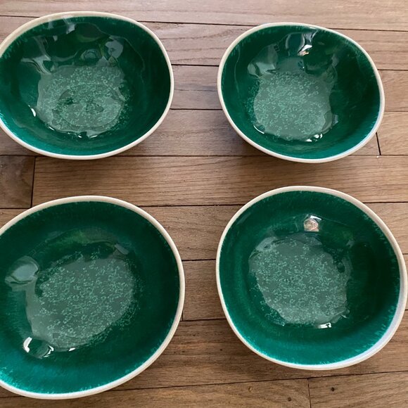 Set of 4 ANTHROPOLOGIE Dakota Melamine Green Soup Salad Bowls - Picture 1 of 2